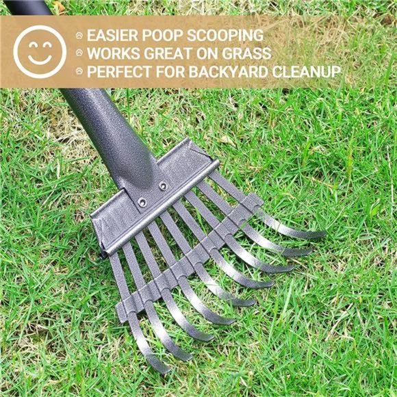 Dog Pooper Scooper, Dog Poop Tray and Rake Set with Long Stainless Handles - Picture 7 of 7